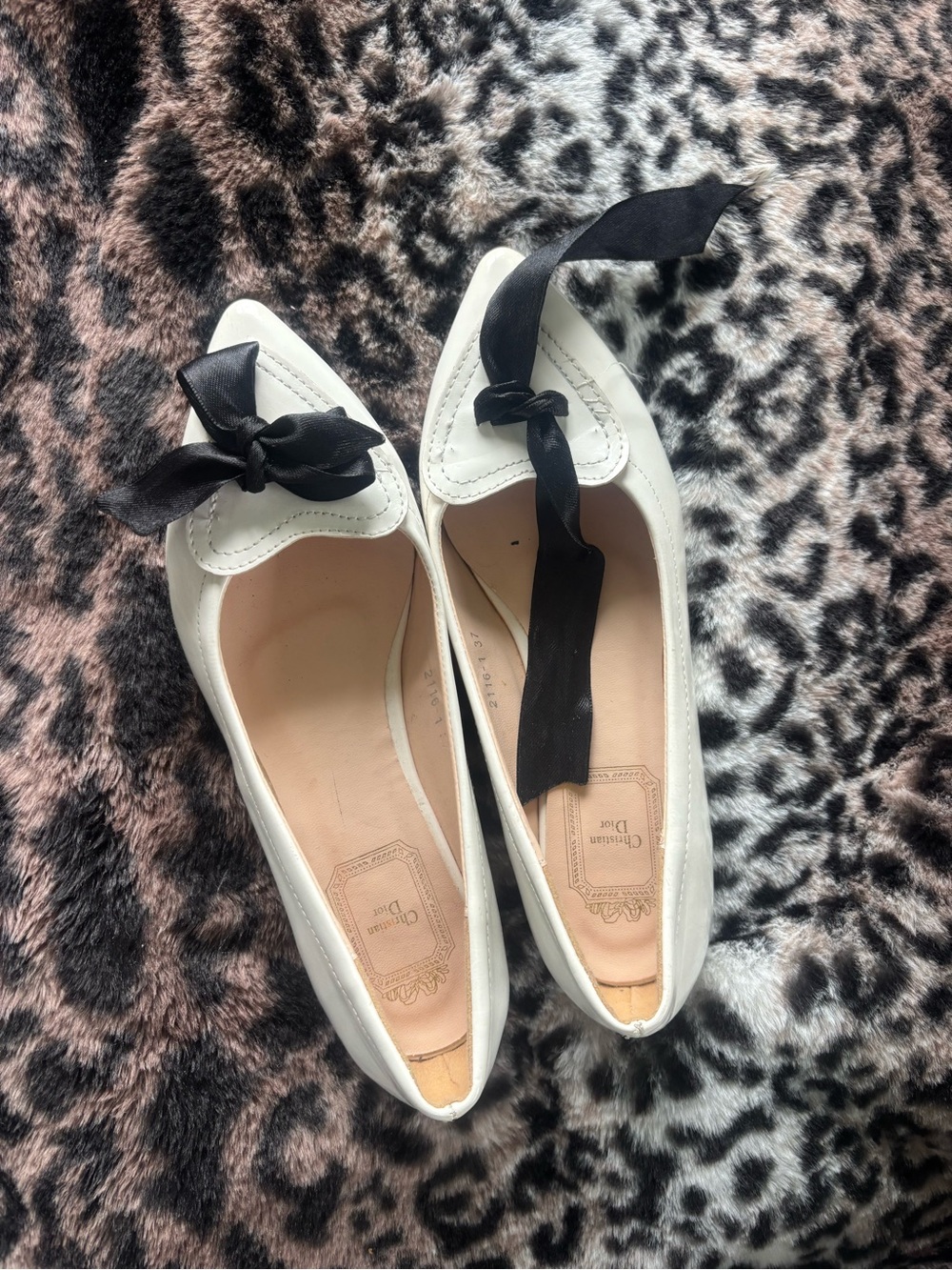 Women’s White DIOR Ballet Flats